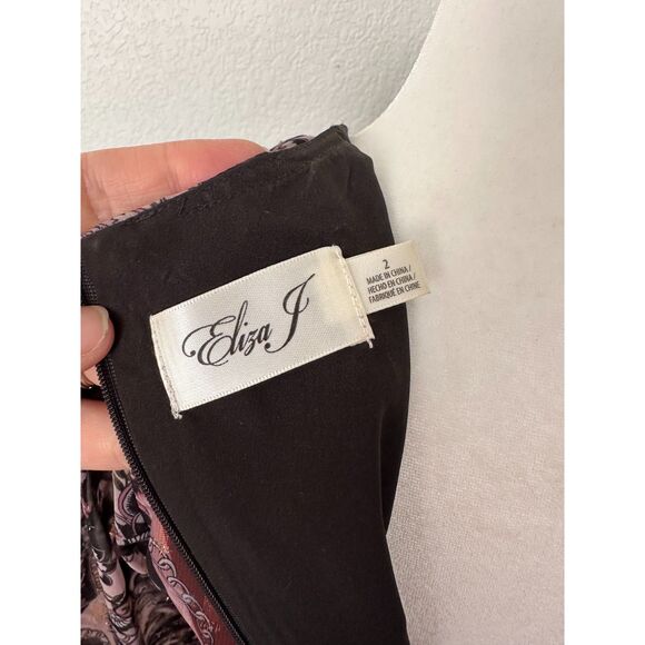 Eliza J Patchwork Print High Low Faux Wrap Dress Size 2 - Picture 8 of 10